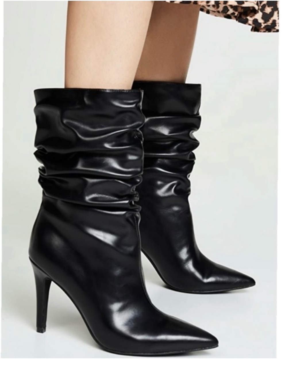 New Jeffrey Campbell Guillot Faux Leather Women's Black Heeled Boots Size 9